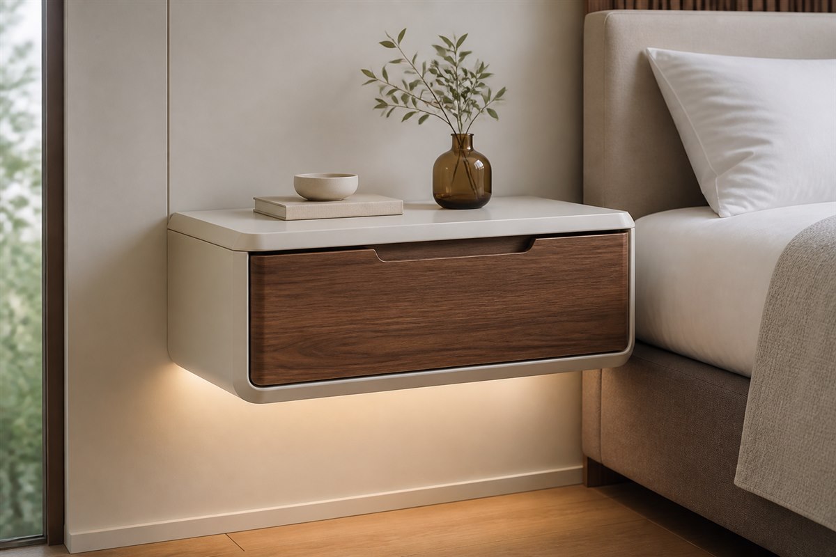 Tủ đầu giường treo tường tối giản thiết kế theo kích thước thực tế