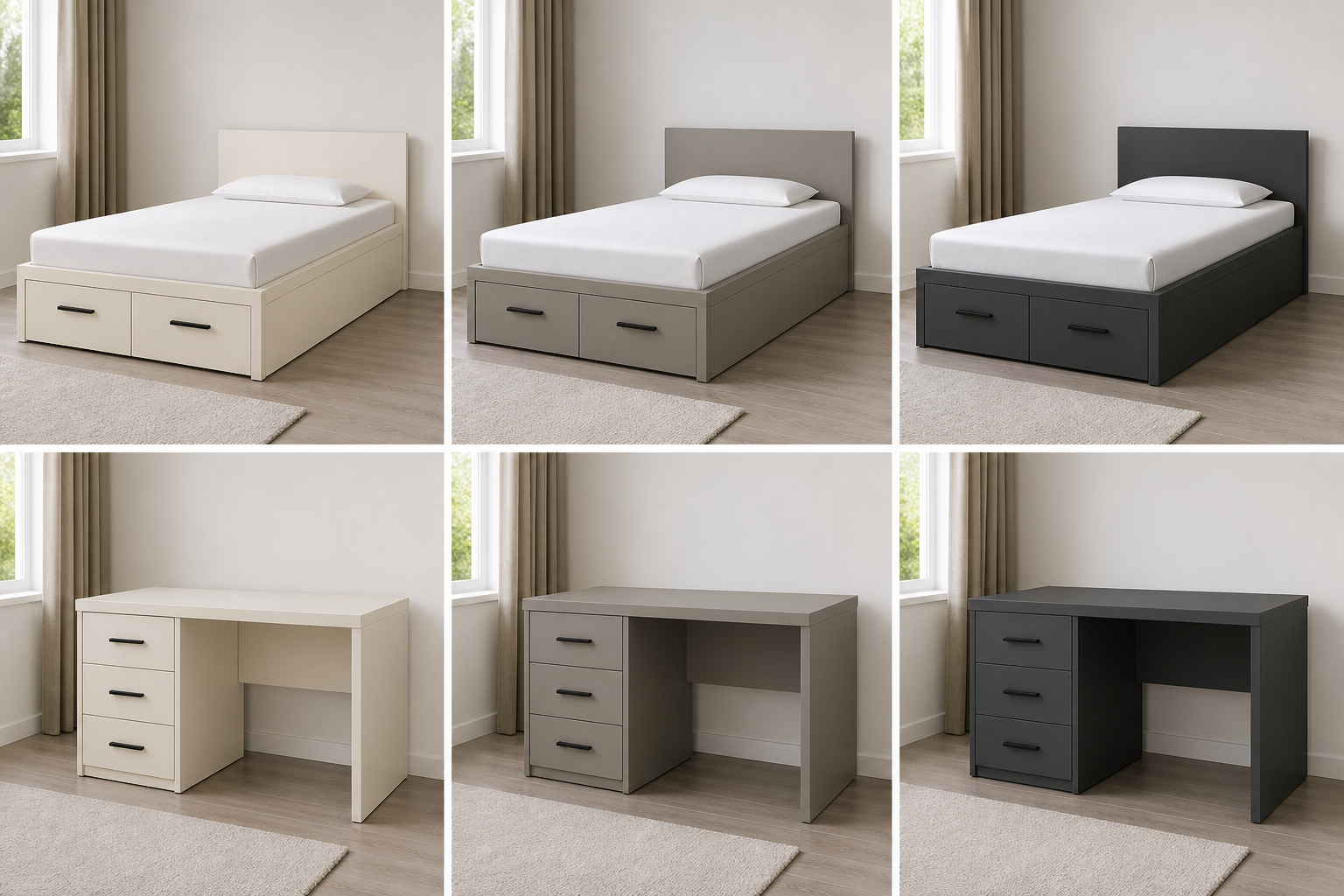 Bàn trang điểm 3 ngăn cơ bản thiết kế theo kích thước thực tế